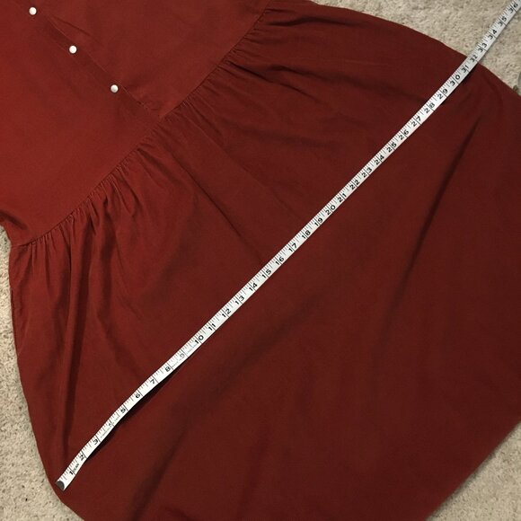 French Quintessence Elgantine Dress in Burnt Orange Terracotta Corduroy - Picture 14 of 16